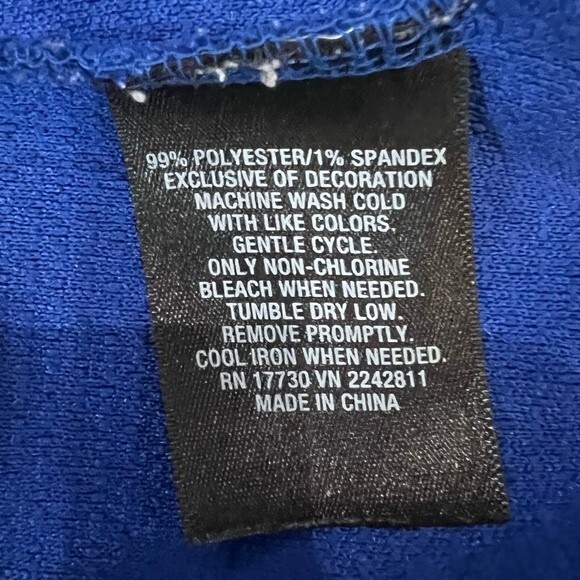 Royal blue with black piping textured dress size small - Picture 9 of 10